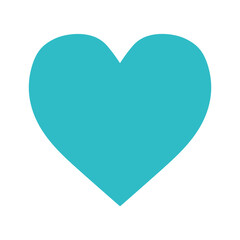 Turquoise heart icon on white background