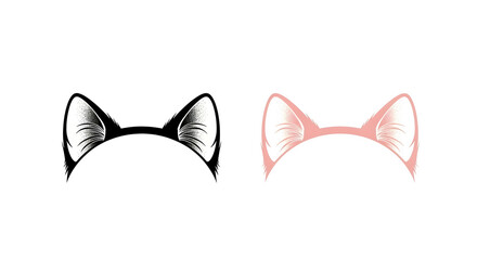 Whimsical cat ears headbands in black and pink for playful fashion