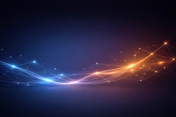 Abstract Digital Data Flow Background with Glowing Network Lines