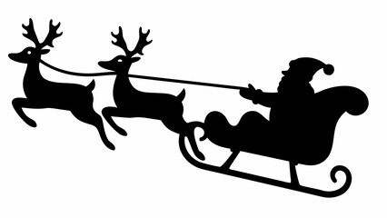 Santa Claus riding in his sleigh pulled by reindeer © Adeel