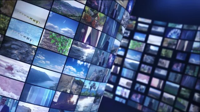 Streaming media video wall displaying diverse digital content