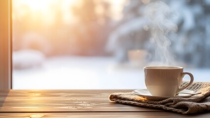 cup of coffee on wood table