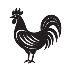 Flat Style Rooster Farm Bird Silhouette