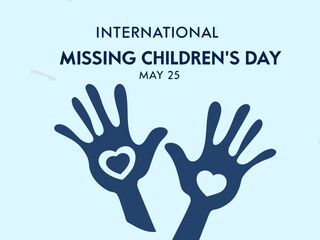 Fototapeta premium International Missing Children's Day on February 20 Symbolic overlapping handprints with heart design raising awareness for missing children globally on May observance