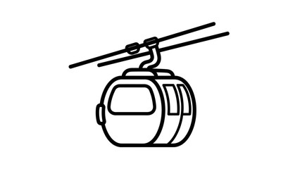 Fototapeta premium Cable Car Icon: A sleek cable car glides effortlessly across the lines, suggesting the thrill of aerial journeys and panoramic views. 