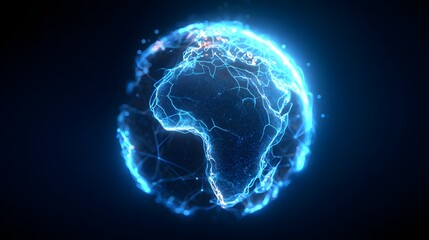 Glowing Blue Earth Energy Sphere Digital Art.