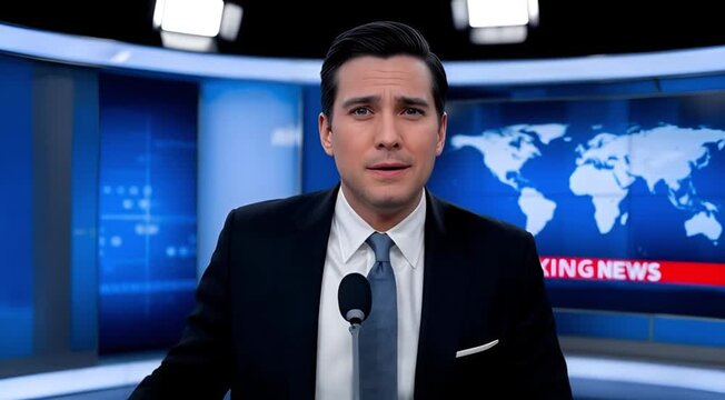 Freedom of Speech Concept with TV Anchor and Black Tape