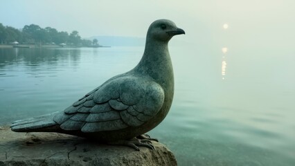 Seaside Pigeon Art Illustration