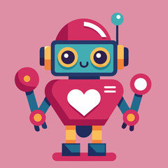 Cute Robot Holding Heart Tech Valentine Vector A SVG Vector Illustration 23