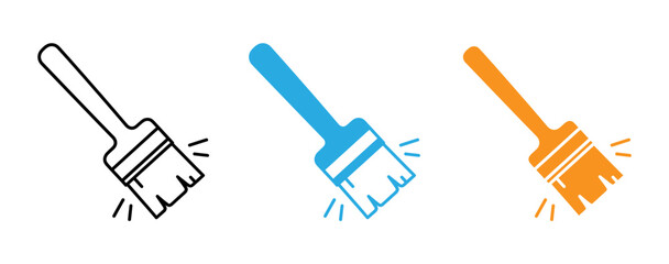 Obraz premium Colorful paintbrushes in black blue and orange hues for artistic expression