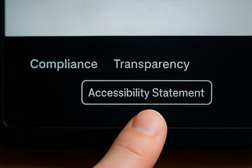 Accessibility statement concept shown on a screen to present the concept of inclusion.