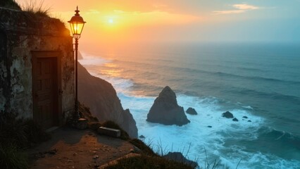 Artistic illustration of reef shore glow lamp