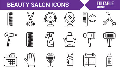 Vector beauty salon and cosmetic icons for UI and marketing