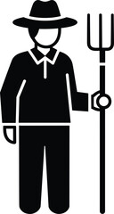 Farmer silhouette icon holding pitchfork agriculture symbol flat design black pictogram rural worker avatar isolated on white background minimalist vector illustration farming occupation sign