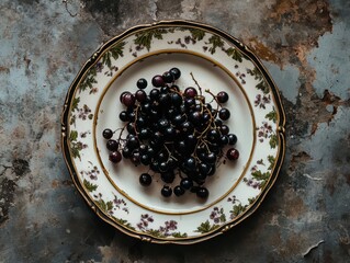 A black currant on the traditional plate.