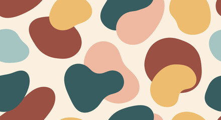 Abstract seamless pattern with organic shapes in earthy tones