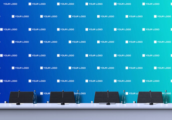 Press Conferense Backdrop Event Wall Banner Mockup