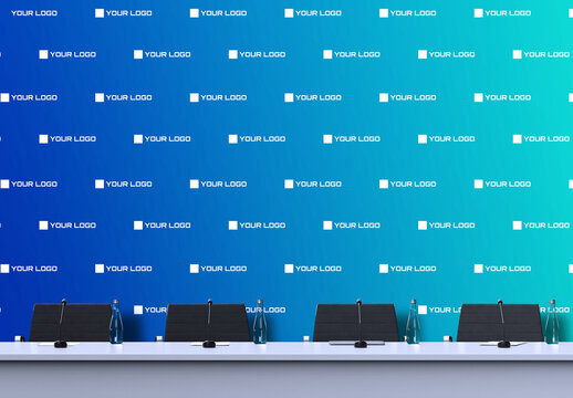 Press Conferense Backdrop Event Wall Banner Mockup