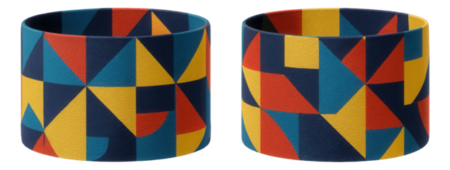 Geometric print wide elastic wristbands.