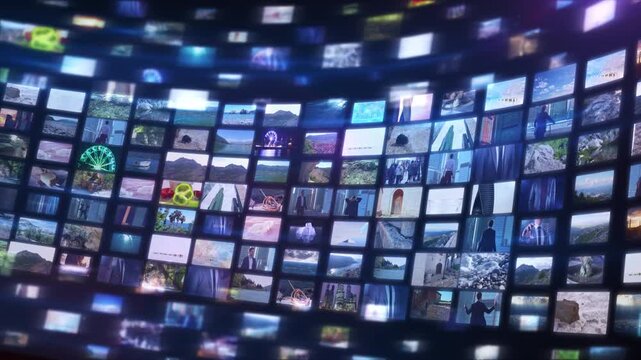 Media video wall displaying streaming content technology