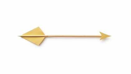 Yellow paper arrow pointing right on white background  