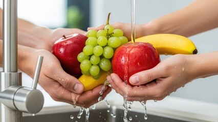 Hands washing fruits under running water 3d isolated on white background 2025 2026 download 3