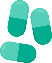 Colorful capsule pills display assorted medical medication