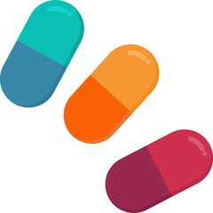 Colorful capsule pills display assorted medical medication