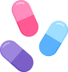 Colorful capsule pills display assorted medical medication