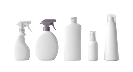 Collection of various spray bottles and containers Isolated on transparent background