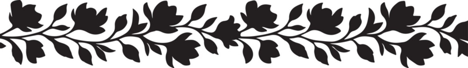 Horizontal seamless border with magnolia flowers