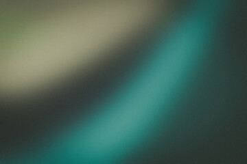 Deep green and turquoise grainy gradient blur background. Atmospheric organic abstract background.