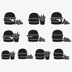 fast food icons set