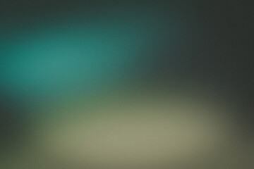 Deep green and turquoise grainy gradient blur background. Atmospheric organic abstract background.