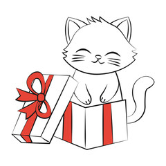 cat with gift box