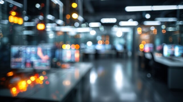 Blurred Control Room Modern Tech with Data Centers, and Security Operations. - Powered by Adobe