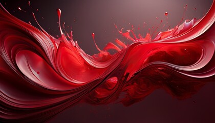 abstract fluid motion with contrasting red splash