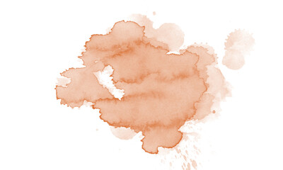 Reddish Brown Watercolor Blotch Texture on White Abstract Background.