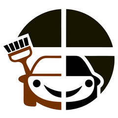 Smiling Car Mascot with Soap Brush Logo