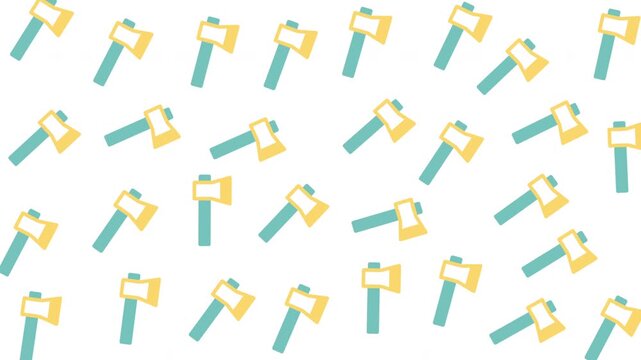 Pattern of hammers arranged on white background, construction tool illustration, seamless design, top view, digital graphic concept