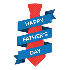 Red Striped Tie With Blue Ribbon Happy Fathers Day Banner Keywords: fathers day, tie, red, blue