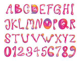 Metallic jelly like vibrant Pink Bubble Alphabet and Numbers Set, Glossy 3D Balloon Letters for Party Celebration