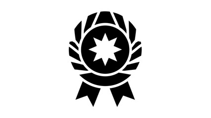 Obraz premium Stylized black and white badge emblem featuring a star encased in a circular design with ribbon