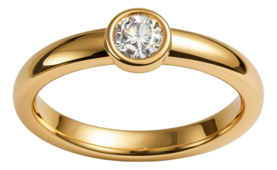 Elegant gold band featuring a centrally placed diamond in a bezel setting.