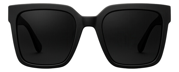 Large square sunglasses with a matte black frame and dark lenses.