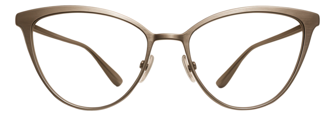 Stylish cat-eye glasses featuring slim metal frames and a minimalist look.