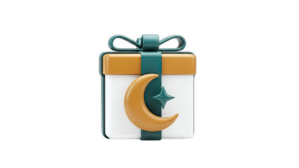 Gift Box with Crescent Moon and Star - Islamic Holiday Celebration