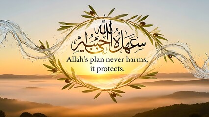 Inspirational Islamic Quote with Arabic Calligraphy.