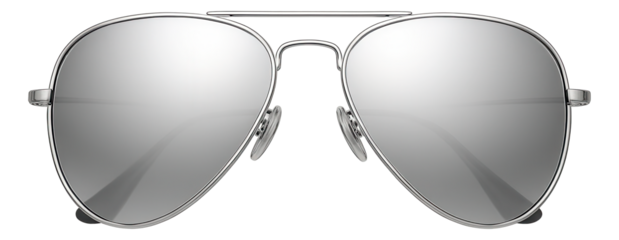 Reflective silver lens aviator sunglasses with a mirrored finish.