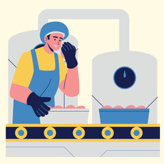 quality control bakery process in factory illustration